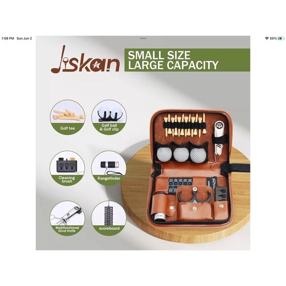 Jiskan Pro Golf Kit Storage Case, Golf Balls, Rangefinder, Golf T's, Brush, Etc. - Picture 2 of 9